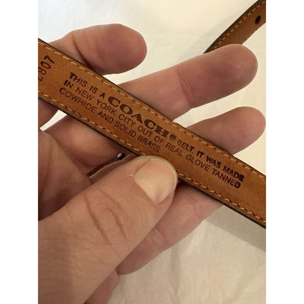 Vintage Coach Belt Womens M Brown Full Grain Leather Brass Buckle Retro 29"-33" - Picture 5 of 9